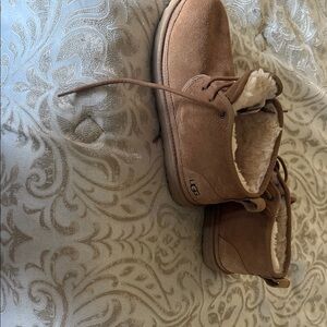 UGG Chestnut Suede Ankle Boots with Fur Lining Neumel